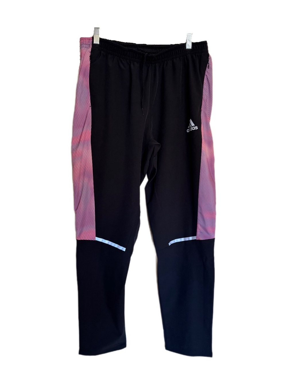 Adidas Running Carrera Pants Regular Fit Tapered Leg Full Length Track Black L